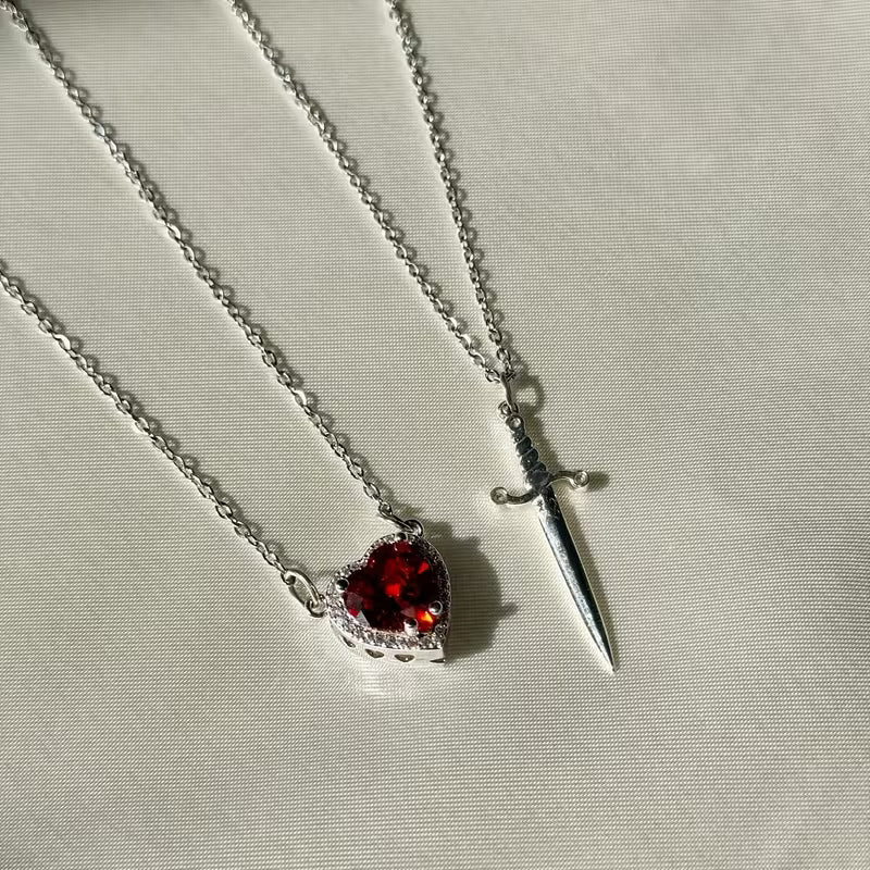 Arrow Heart Couple Necklace Set | Matching Love Pendant for Couples