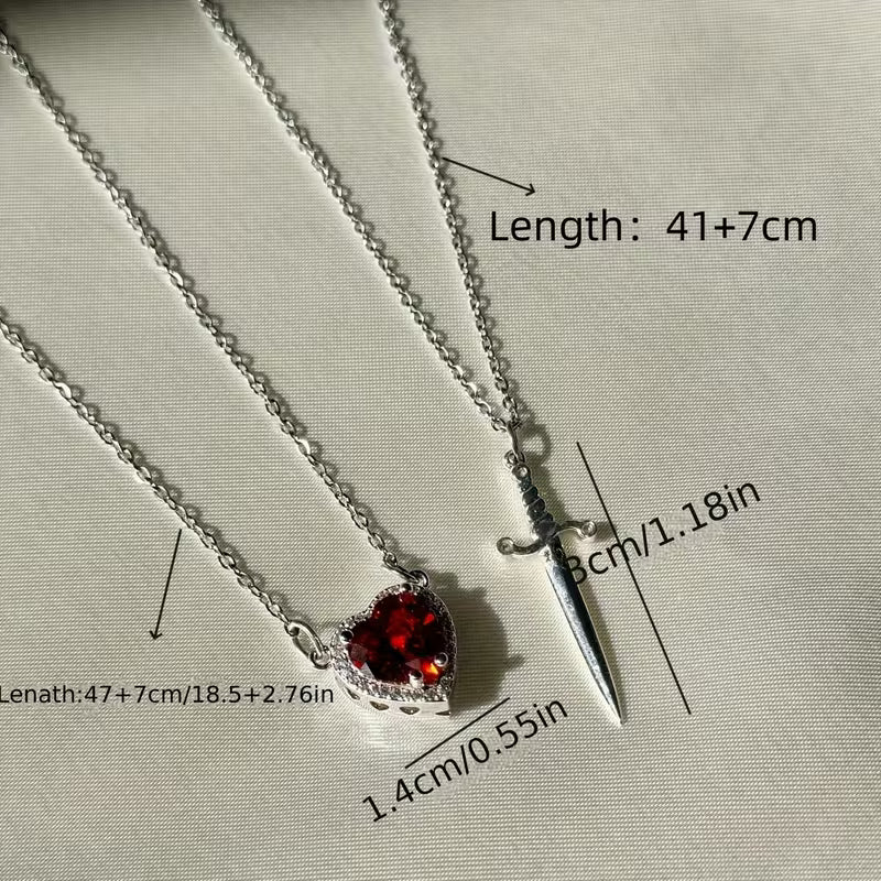 Arrow Heart Couple Necklace Set | Matching Love Pendant for Couples