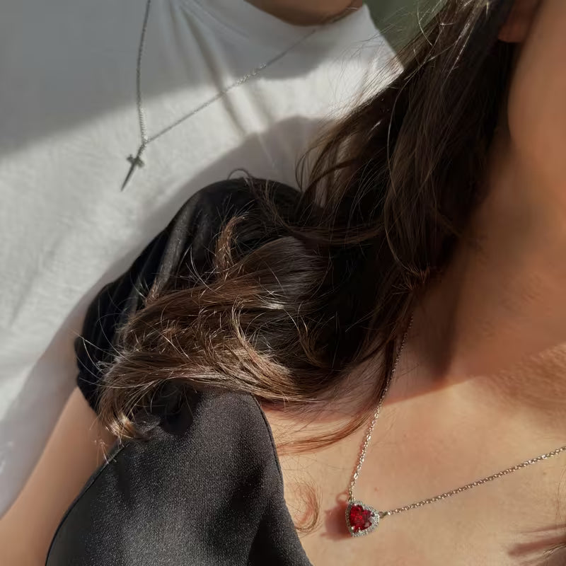 Arrow Heart Couple Necklace Set | Matching Love Pendant for Couples