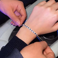 Silver Navy Blue Daisy Bracelet