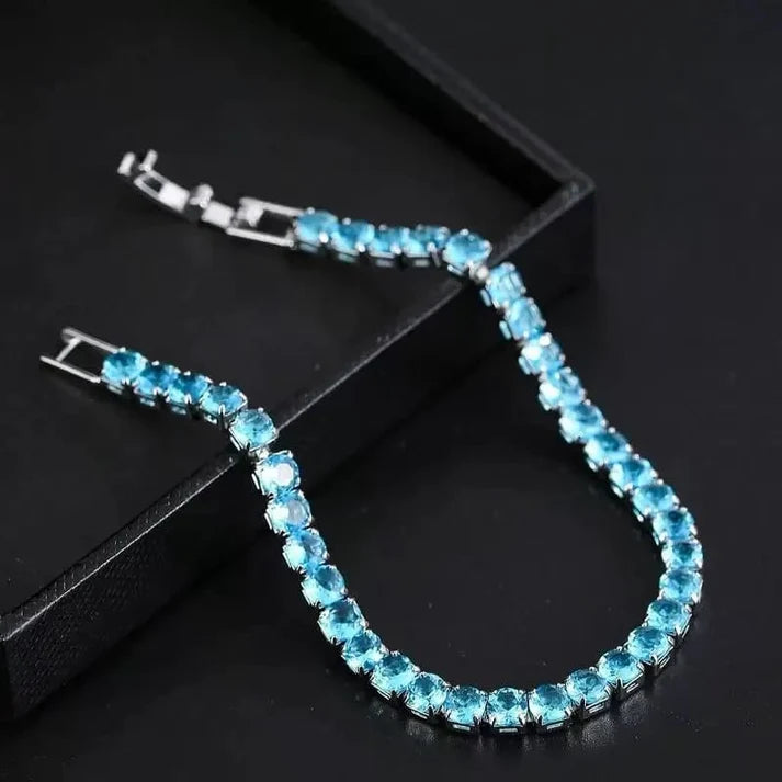 🌸 Elegant Blue Zircon Bracelet With Box + Free Home Delivery  💝