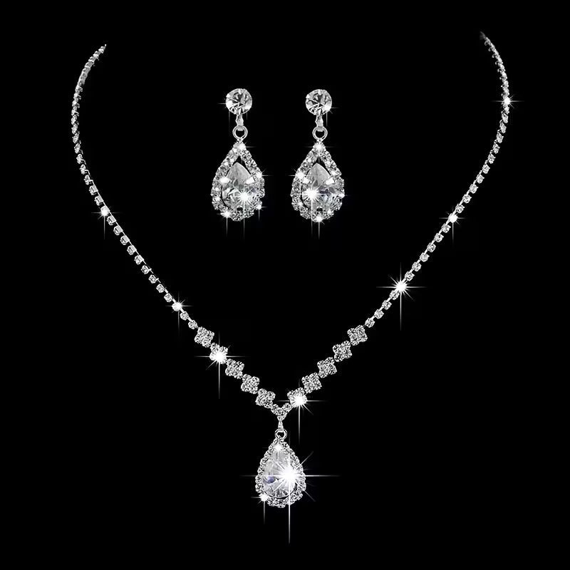 Luxury Zircon Necklace & Stud Earrings Set for Women
